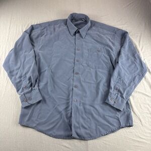 Maxini Collezione Shirt Mens L Blue Long Sleeve Button Up Rayon Vintage Top READ